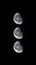 Lunar sequence floats vertically in deep black space.