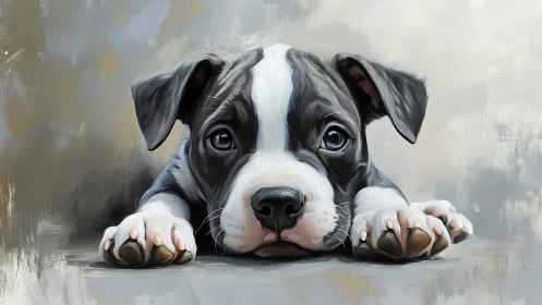 Puppy portrait renders soft brushwork and expressive gaze