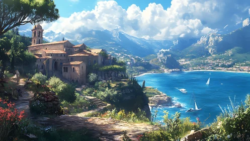 Clifftop Sanctuary Where Mountains Kiss Azure Waters.