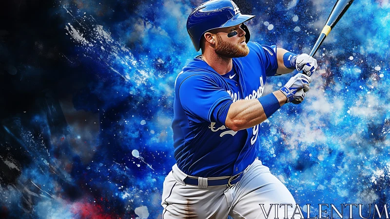 Dynamic digital painting of baseball batter in kinetic swing motion.