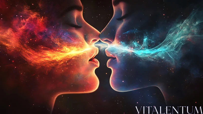 Cosmic Duality: Opposing Energies Merge in Luminous Collision.