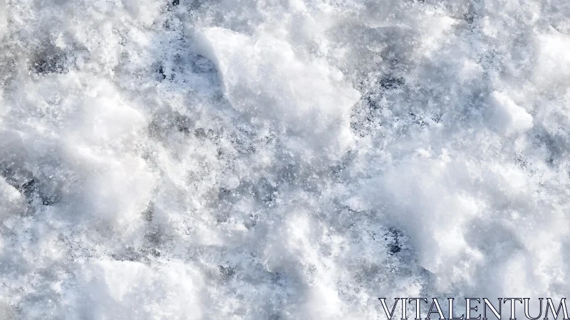 Rough textured winter snow surface close-up in natural light.