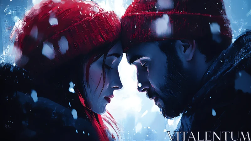 Two Silhouettes Connected Through Luminous Breath.