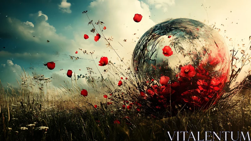 Poppies burst from a glassy world and rewrite the meadow sky