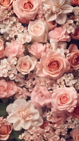 Luxurious Floral Arrangement with Pink Roses and Baby's Breath.