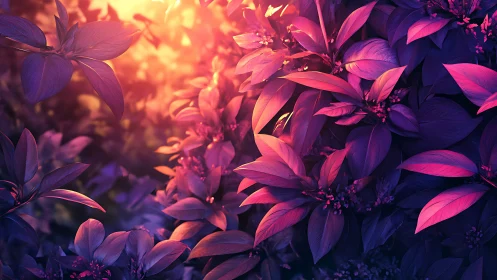 Vibrant Foliage Glowing in Warm Sunset Light.