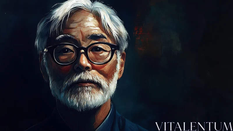 Digital painting portrait with dramatic chiaroscuro styling.