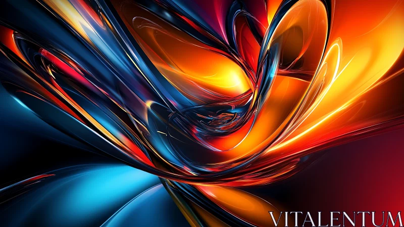 Swirling molten ribbons in luminous abstract 3D space.