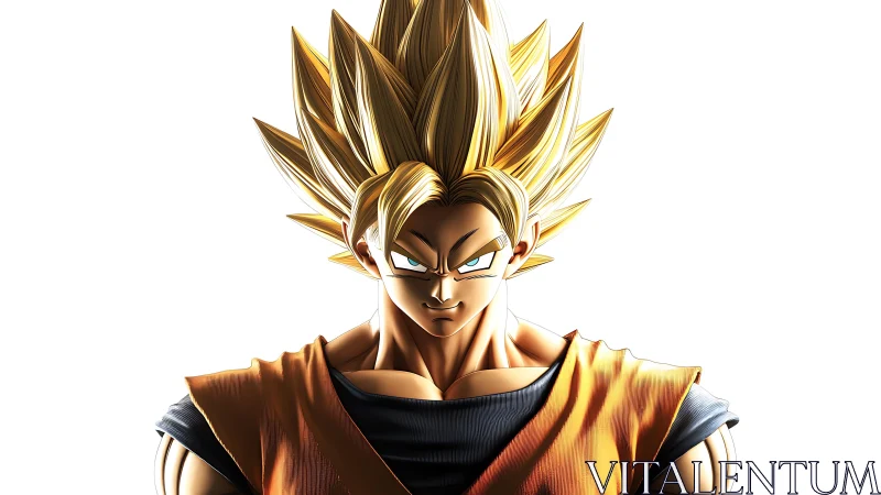 Solar-charged anime warrior blazing with golden fury.