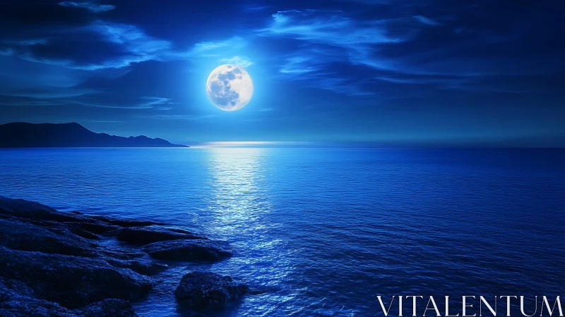 Lunar-illuminated seascape renders high-contrast specular reflections