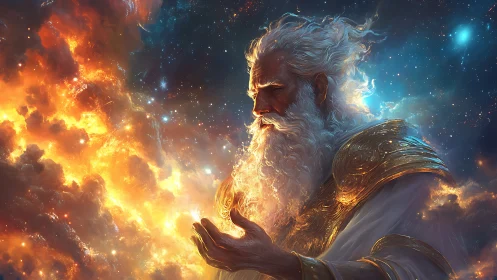 Starlit creator pauses as galaxies spill from his hands