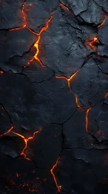 Molten Lava Cracks Through Dark Basalt Surface Terrain