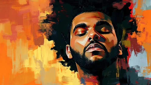 Sunlit stillness on a dreaming face in bold color strokes.