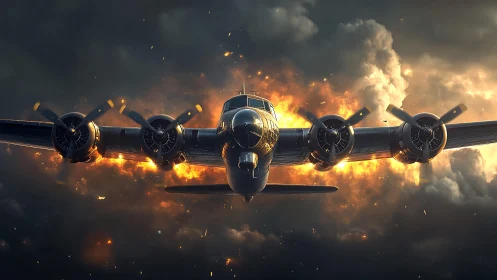 Pyroclastic Bomber: Four-Engine Beast Blazes Through Inferno