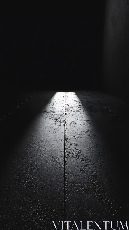 Narrow overhead beam illuminating textured concrete floor
