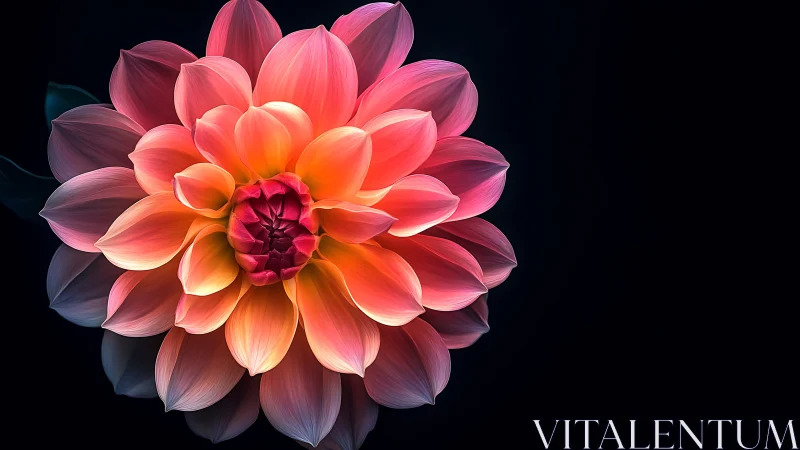 Luminous Dahlia with Radial Petal Gradient and Chiaroscuro Background.