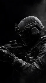 Shadow-clad operator stalks the dark with silent precision