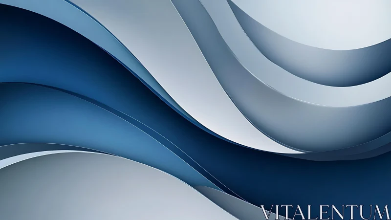 Flowing Blue and Gray Abstract Wave Layers in Modern Style.