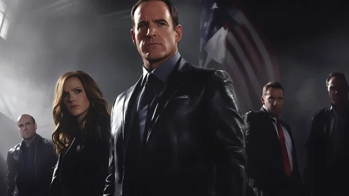 Tactical security team in low‑key lighting with cinematic depth