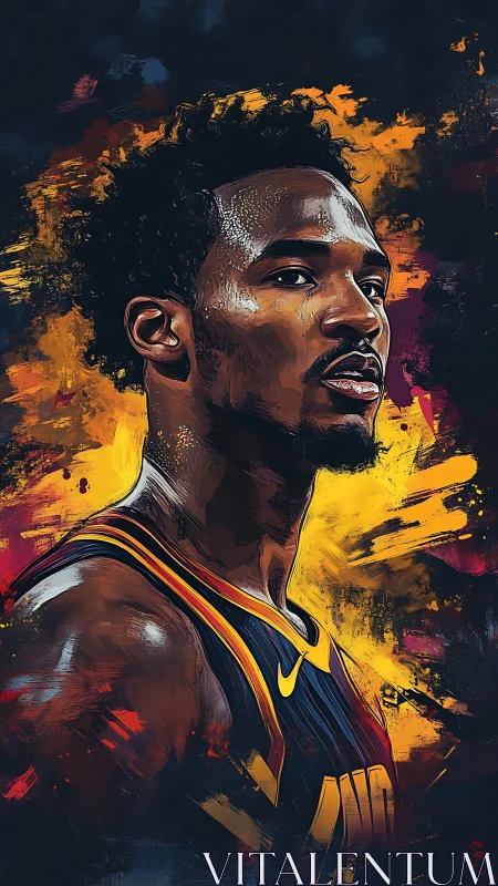 Basketball player portrait in stylized digital painting.