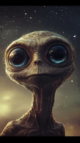 Photorealistic extraterrestrial portrait with cosmic bokeh depth.