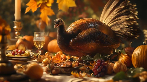 Roasted turkey centerpiece crowns abundant autumn feast