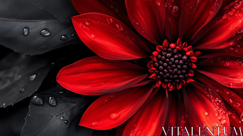 Bold Red Blooms with Water Droplets.