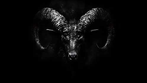 Midnight ram carves its silhouette from sculpted shadow