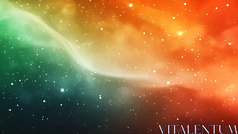 Multicolor gradient nebula field with scattered star points.