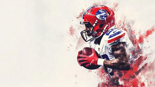 Dynamic football runner rendered with splatter brush composites