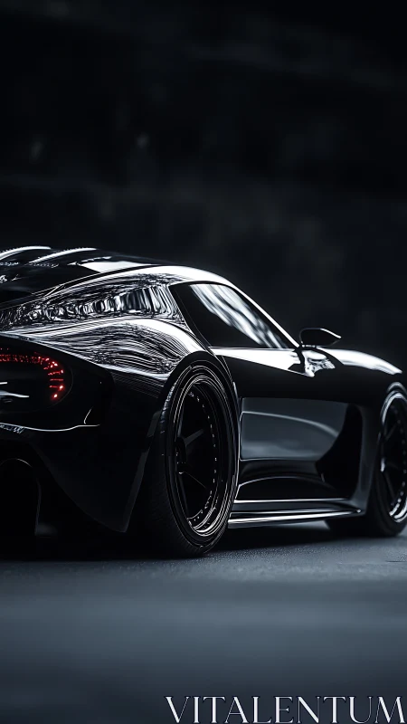 Midnight hypercar prowls in glossy black, hungry for speed.