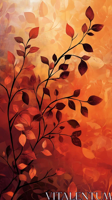 Embers of Autumn Vine Dancing in a Sunset Orchard Glow.