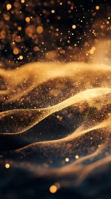 Golden stardust waves drifting through a quiet night sky.