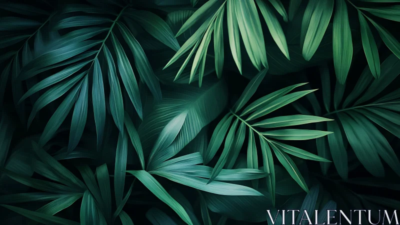 Deep green palm leaves weaving a quiet jungle rhythm.