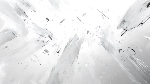 Abstract White and Gray Digital Painting with Dynamic Brush Strokes.