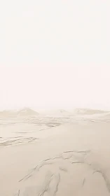Minimal desert landscape with pale dunes and horizon.
