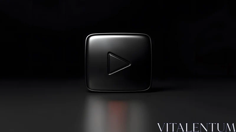 Sleek black 3D play button icon on dark minimalist background.