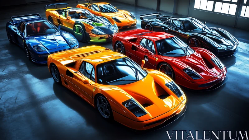 Hypercar collection glows under cool industrial skylight