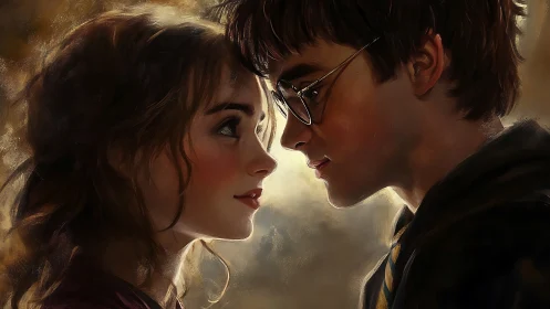 Two figures share an intimate moment in warm, luminous light.