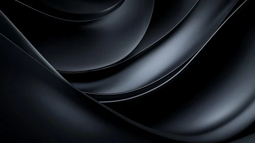 Elegant Black Abstract Waves with Glossy Metallic Finish.