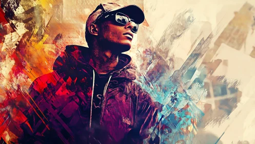 City dreamer wrapped in color and bold urban brushstrokes.