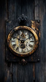 Weathered clock face tells quiet stories of passing years