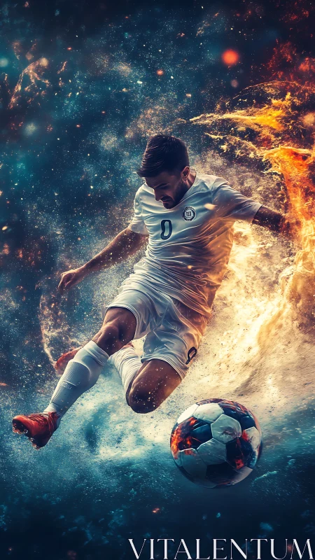 Fiery soccer hero swings into a powerful cosmic kick tonight