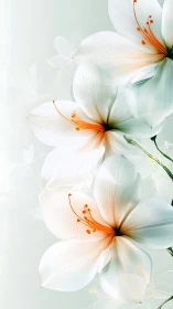 Delicate White Blooms with Glowing Orange Centers.