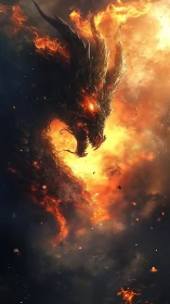 Volcanic wyrm emergence in high-temperature plasma vortex field.