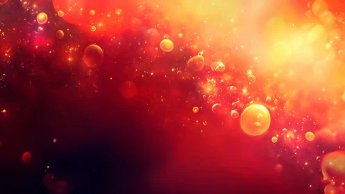 Solar ember nebula of drifting golden bubbles in bloom.