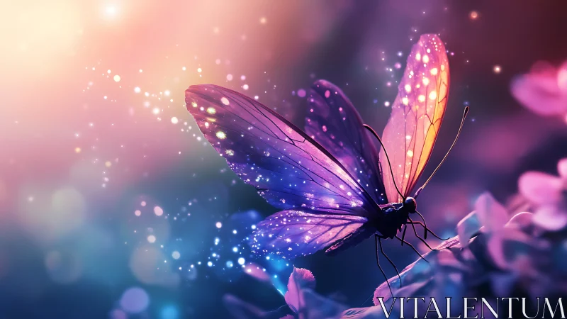 Starlit twilight butterfly ignites a dream-soaked garden.