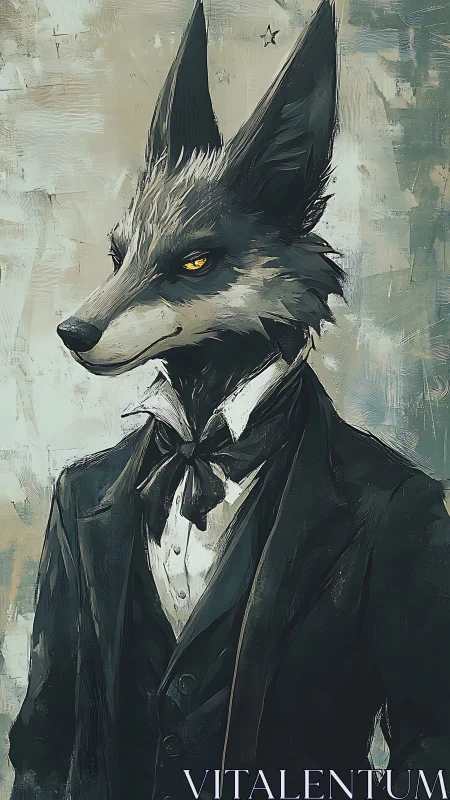 Anthropomorphic fox gentleman rendered in textured oil style