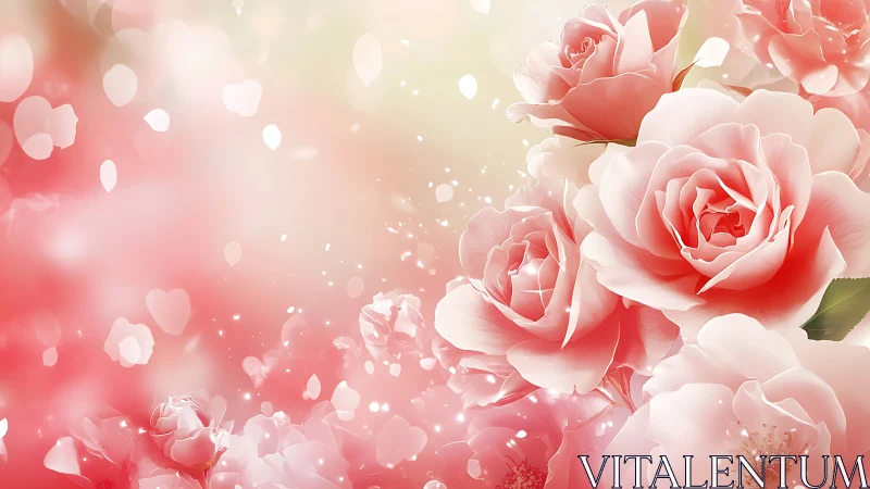 Blush Roses in Soft Focus: Romantic Floral Bokeh with Luminous Pink Gradient.