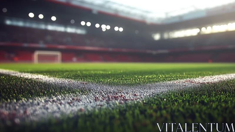 Freshly painted corner line waits on a quiet soccer pitch